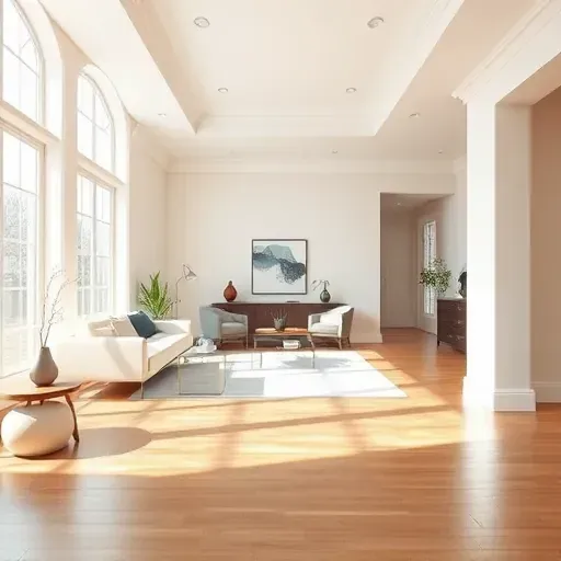 Vibrant modern living room in Glen Allen VA with freshly painted neutral walls, hardwood floors and stylish decor