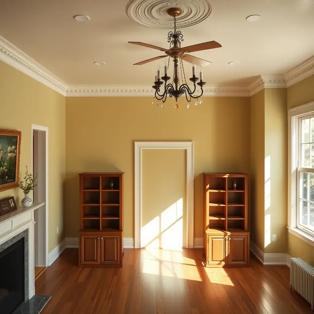 Interior living room in Quinton, VA featuring freshly painted neutral walls, hardwood floors, modern decor, and natural sunlight.