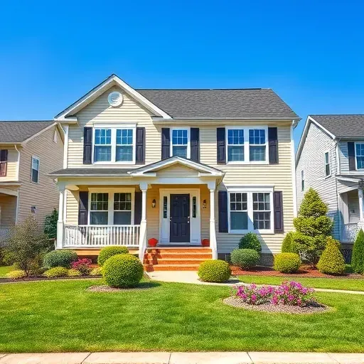 Freshly painted suburban home in Varina VA with neutral colors, white trim, and vibrant landscaping on a clear blue day.