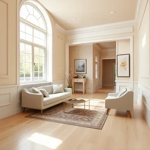 Freshly painted Richmond VA interior with neutral walls, large windows, modern decor, and bright natural lighting.