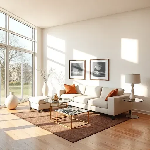 Recently completed modern interior painting in Montrose VA featuring neutral walls, sleek furniture, natural light, and pristine finishes