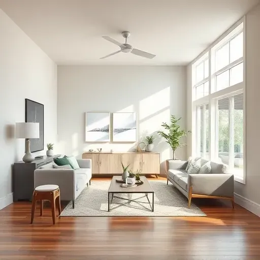 Freshly painted neutral-toned living room in Glenburnie, VA featuring modern furniture, hardwood floors, and natural light.