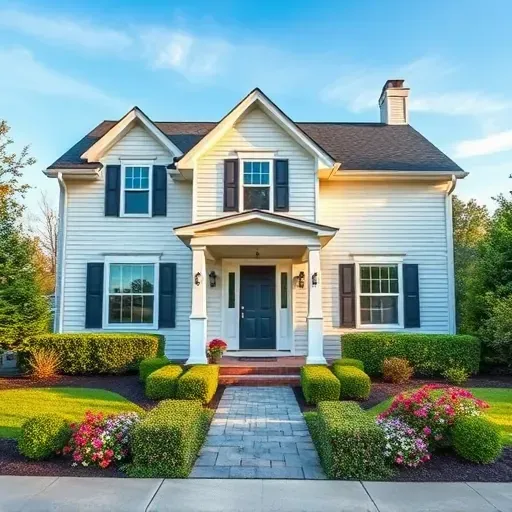 Beautifully painted family home in Henrico VA with lush landscaping, vibrant flowers, and clear blue skies.