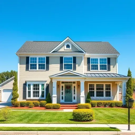 Freshly painted house exterior in Powhatan VA, showcasing vibrant colors, modern design, and manicured landscaping.