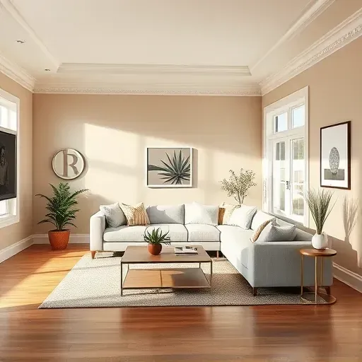 Freshly painted neutral interior in Hopewell, VA featuring a spacious, bright living room with polished hardwood floors and stylish decor.