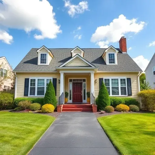 Beautifully painted home in Varina VA with pastel colors, lush yard, and elegant contrasting front door.