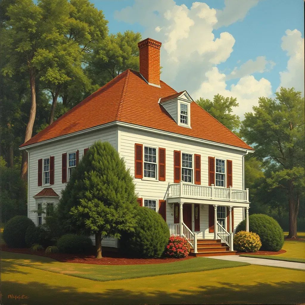 Serene Powhatan, VA landscape with rolling green hills, historic barn, lush trees, tranquil river, farmland, and classic countryside.