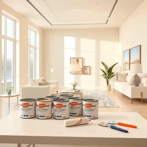 Freshly painted modern interior in Manakin Sabot VA with flawless beige walls, organized tools, natural light, and stylish decor