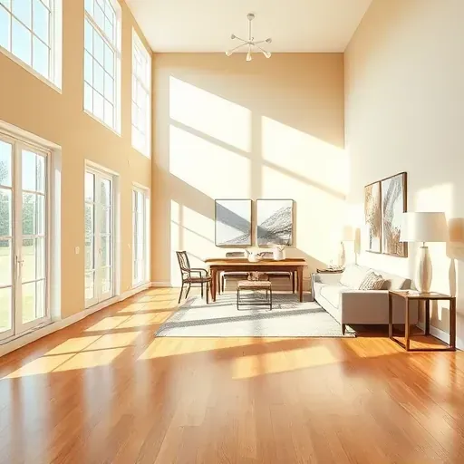 Freshly painted interior in Hanover VA with warm neutral tones, polished hardwood floors, and modern furniture accents.