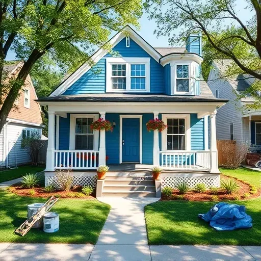 Freshly painted single-family home in Powhatan, VA, showcasing modern colors, inviting porch, and landscaped yard.