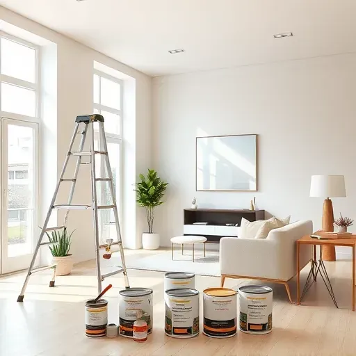 Freshly painted modern interior in Glen Allen, VA featuring flawless walls, professional tools, natural light, and stylish decor.