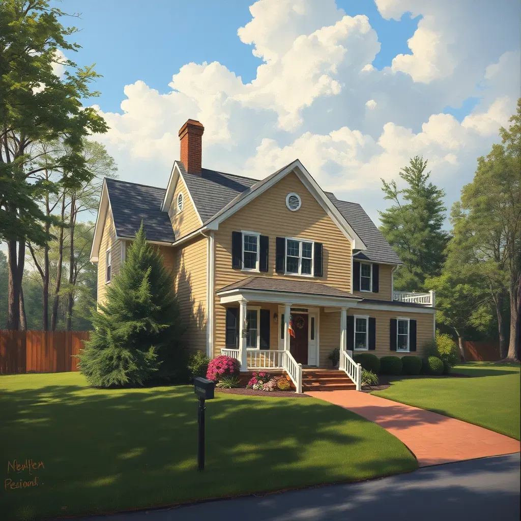 Painting in Rockwood, VA showcasing a vibrant landscape with colorful trees and a serene sky.