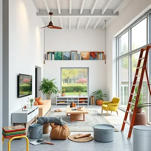 Painted interiors and exteriors in Innsbrook, VA, with tools and textures highlighting craftsmanship in a professional workspace.