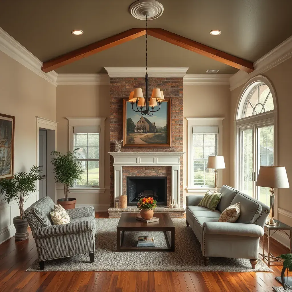 Interior painting scene in Mechanicsville, VA with painters applying fresh paint to walls and ceiling.