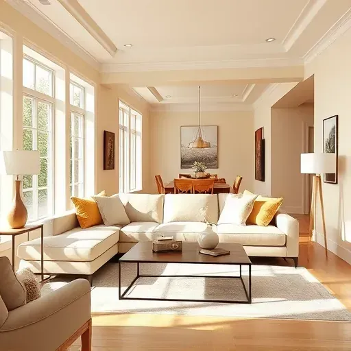 Beautiful modern living room in Chester, VA with freshly painted neutral walls, stylish furniture, and natural light.