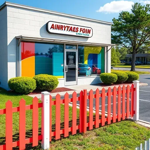 Professionally painted storefront in Rockwood, VA with vibrant walls, landscaped surroundings, and pristine fences.