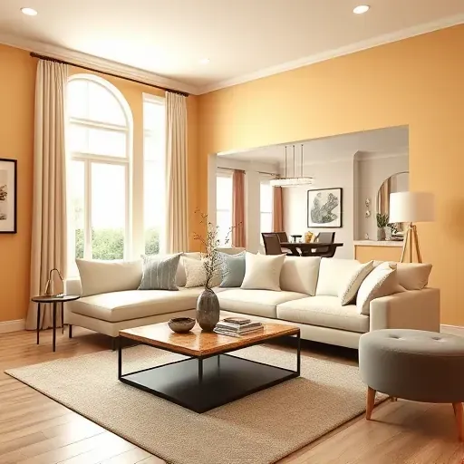 Freshly painted interior in Tuckahoe, VA featuring warm neutral walls, elegant decor, natural light, and stylish modern furnishings.