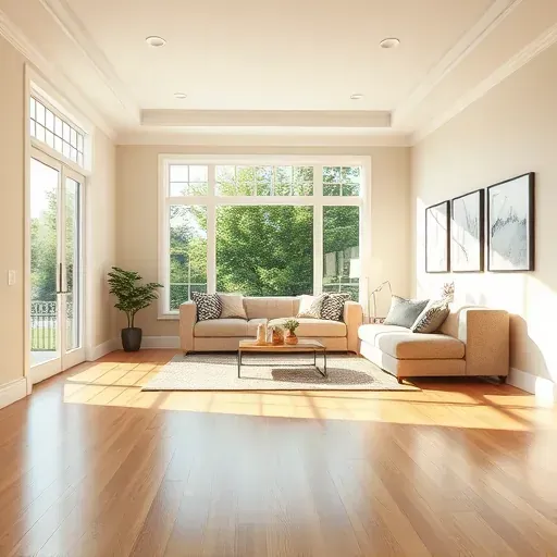 Freshly painted Meadowbrook, VA living room with smooth walls, hardwood floors, natural light, and stylish modern decor.