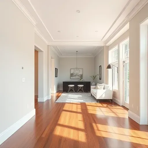 Interior painting scene in Varina, VA, featuring a painter with tools and fresh wall paint in a cozy room.