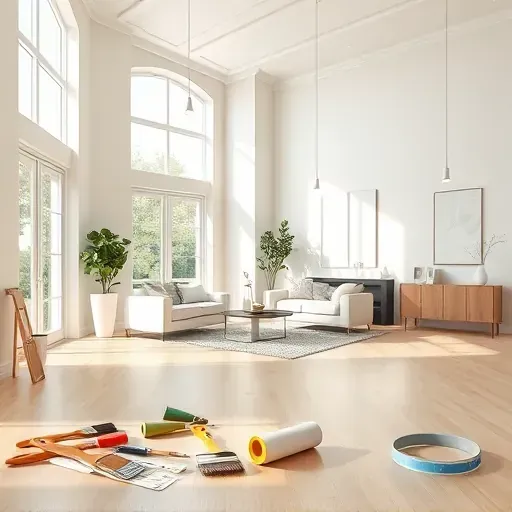 Freshly painted lush walls in East Highland Park, VA, with professional tools and modern decor in a clean, stylish space.