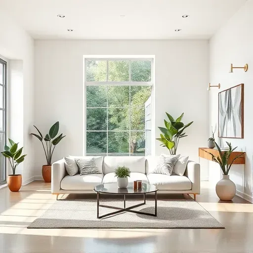 Modern Montrose VA living room with white and neutral walls, stylish furniture, natural light, and tasteful decor