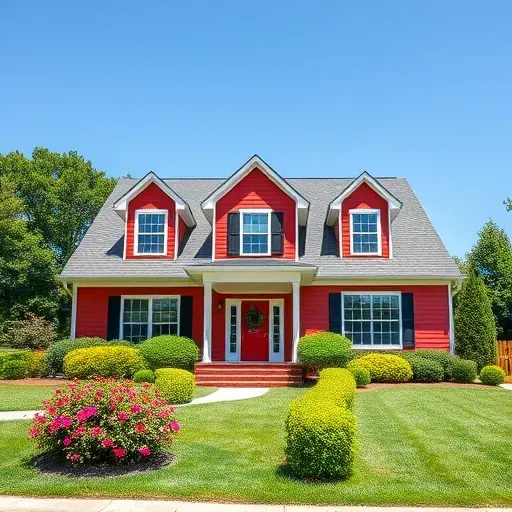 Beautifully painted house in New Kent VA, showcasing vibrant colors, lush landscaping, and professional craftsmanship.