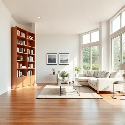 Freshly painted modern interior in East Highland Park VA with neutral walls hardwood floors and natural light