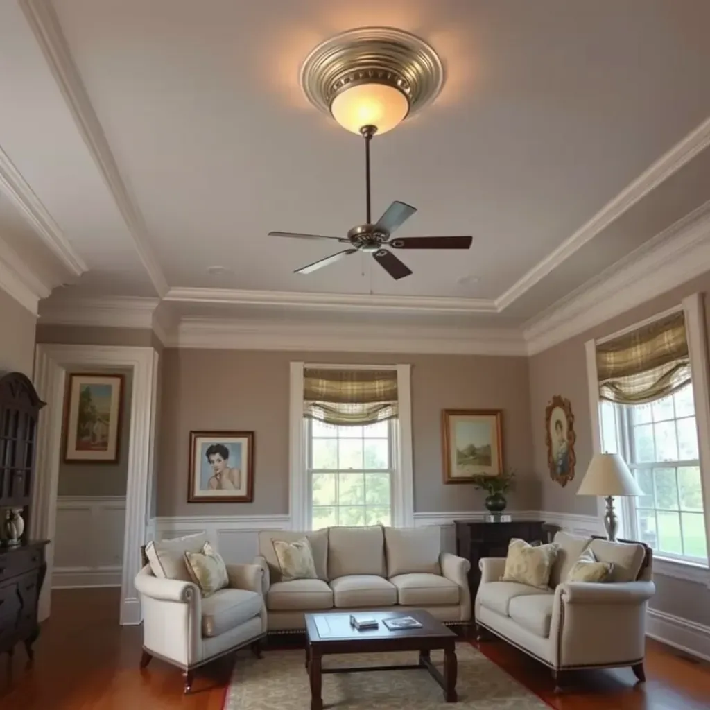 Interior living room in Varina, VA, with freshly painted beige walls, white trim, polished hardwood floors, and natural sunlight.