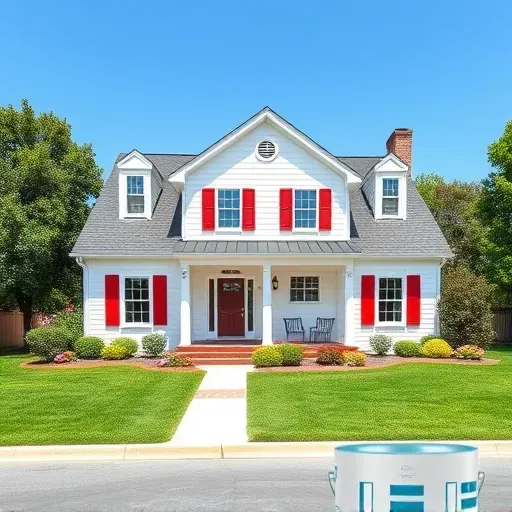Finished exterior house painting in Bon Air, VA with vibrant colors, pristine trim, lush lawn, and detailed craftsmanship.