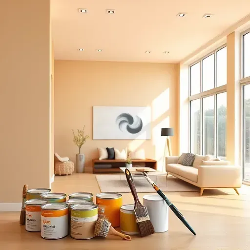 Freshly painted neutral wall in Laurel VA with modern decor, organized tools, and natural light highlighting craftsmanship.