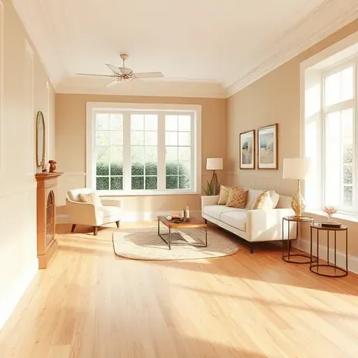 Freshly painted warm neutral walls with natural wooden flooring, elegant decor, modern furniture, and bright natural light in Montpelier VA interior