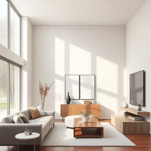 Modern living room in Richmond VA with neutral walls, stylish furniture, and natural light highlighting decor.