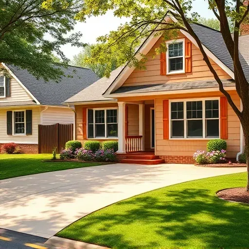 Well-maintained suburban house in Richmond VA with warm earth-tone paint, blooming gardens, and a peaceful neighborhood.
