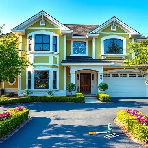 Beautifully painted house in Elmont VA with vibrant colors, clean driveway, fresh landscaping, and clear blue sky.