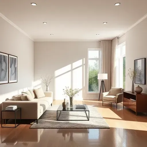 Freshly painted neutral-toned living room in Richmond VA with modern furniture and natural light enhancing decor.