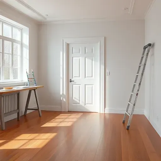 Professional painting contractor's workspace in Glen Allen, VA, featuring a beautifully painted interior room and organized tools.