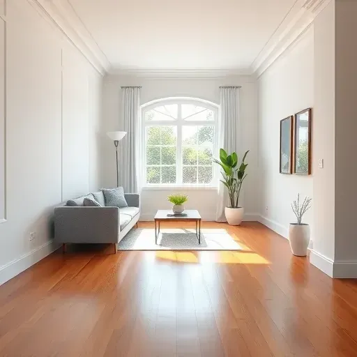 Freshly painted interior room in Richmond VA with white walls, elegant molding, hardwood floors, and modern decor.