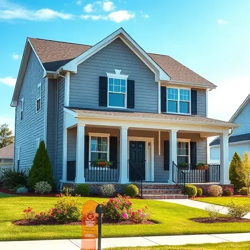 Freshly painted modern home in Mechanicsville, VA with vibrant siding, lush landscaping, and a welcoming porch under bright, clear skies.