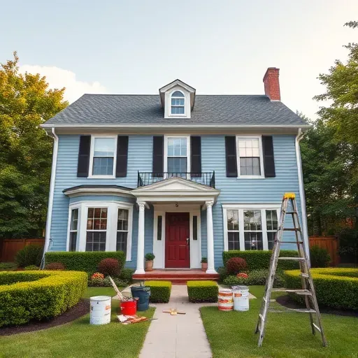 Completed painting project in Tuckahoe VA features a vibrant house, expertly painted trim, and a manicured yard.