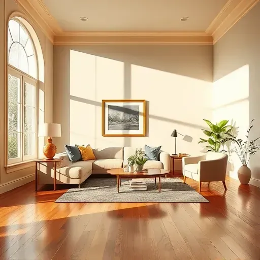 Freshly painted warm neutral walls in a cozy Bon Air living room with natural light, modern furnishings, and polished hardwood floors