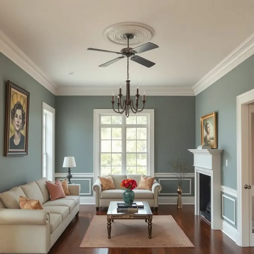 Interior painting scene in Hopewell, VA, showing a painter with brushes, palette, and paint cans in a cozy home setting.