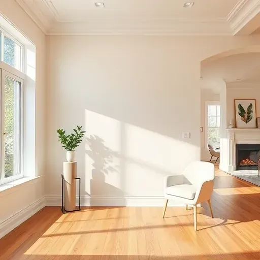 Freshly painted smooth pastel walls in a modern styled interior with hardwood floors and natural light in Wyndham VA