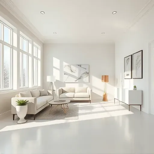 Freshly painted modern interior in Dumbarton VA with flawless neutral walls, natural sunlight, sleek furniture, and elegant decor