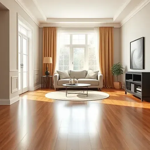 Freshly painted living room in Rockwood VA with smooth neutral walls, elegant trim, hardwood floors, large windows, and modern furniture