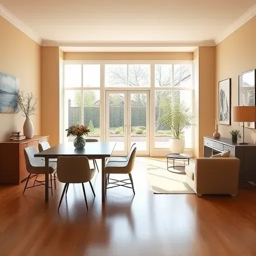 Modern interior of a Powhatan, VA home featuring warm-painted walls, hardwood floors, elegant furniture, and natural light.