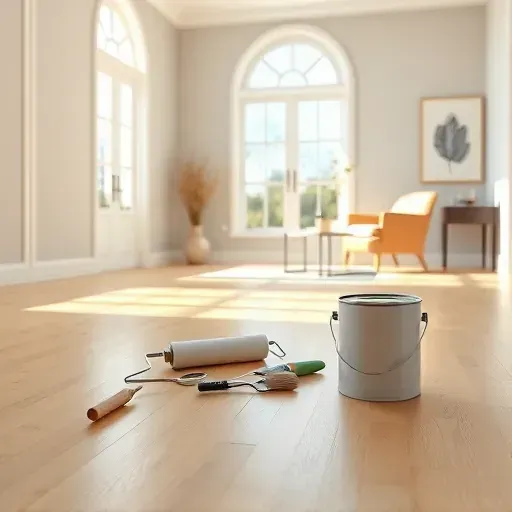 Beautiful freshly painted interior in Hanover VA with neutral walls, modern paint supplies, natural light, and tasteful decor