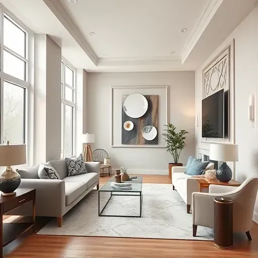 Elegant living room with smooth, neutral walls, stylish furniture, natural light, and sophisticated decor in Richmond VA.
