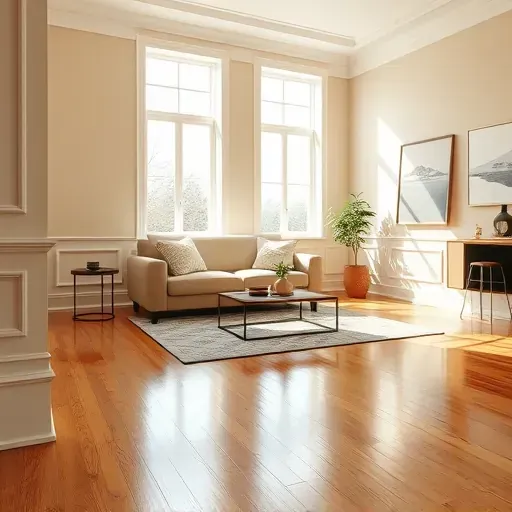 Freshly painted interior room in Chester VA with warm neutral walls, polished hardwood floors, modern decor, and natural light.
