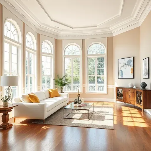 Beautiful interior home painting in Wyndham, VA: neutral beige walls, modern decor, hardwood floors, and elegant natural lighting.