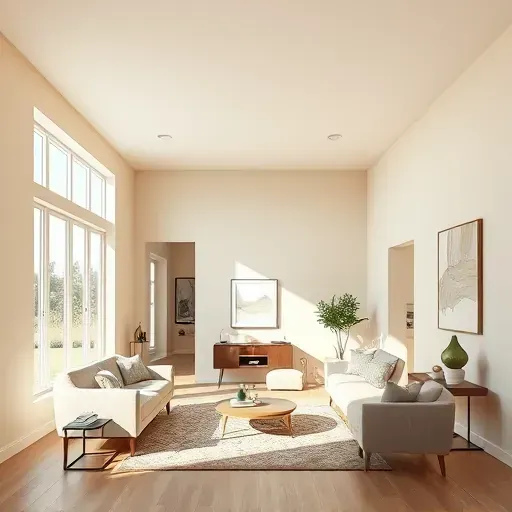 Freshly painted Chester, VA living room with warm neutral walls, modern décor, natural light, and flawless finish.
